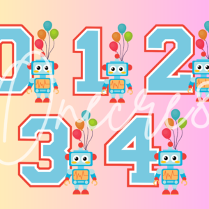 SVG ROBOT NUMBERS 0-9 - digital download